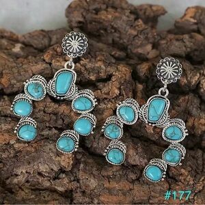 #177 | Western Half Circle Turquoise Post Dangle Concho Dangle Earrings